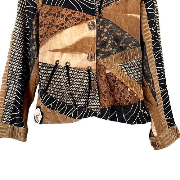 Sandy Starkman Animal Print Patchwork Silk Blend Art to Wear Jacket - Picture 3 of 14